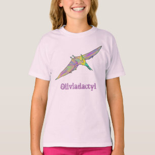 Olivia dactyl Rolig Färgrik Pterodaktyl Dinosaurie T Shirt