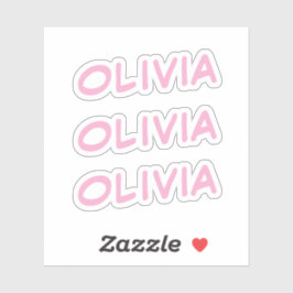 Olivia Decorative Namn i Rosa x3 Sticker Klistermärken