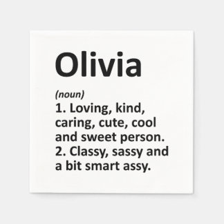 OLIVIA Definition Personlig Namn Funny Birthday Pappersservett