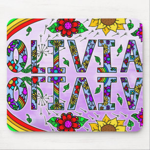 Olivia, Digital Folk Art Stil Girl Girl's Namn Musmatta