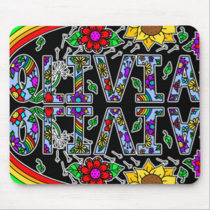 Olivia, Digital Folk Art Stil Girl Girl's Namn Musmatta