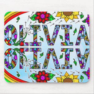Olivia, Digital Folk Art Stil Girl Namn Mouse P Musmatta