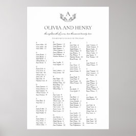 Olivia Elegant Alphabetical Bröllop Seating Chart Poster