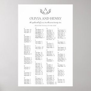 Olivia Elegant Alphabetical Bröllop Seating Chart Poster