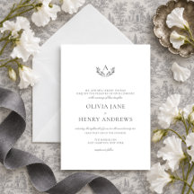 Olivia Elegant Enkel Grå Monogram Bröllop