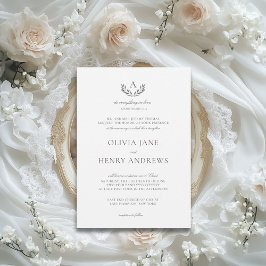 Olivia Elegant Grått Monogram Christian Bröllop Inbjudningar