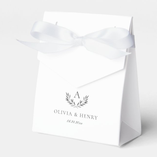 Olivia Elegant Grått Monogram Small Bröllop Presentaskar (Framsidan Sidan)