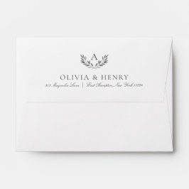 Olivia Elegant Monogram Grått bröllopsinbjudan