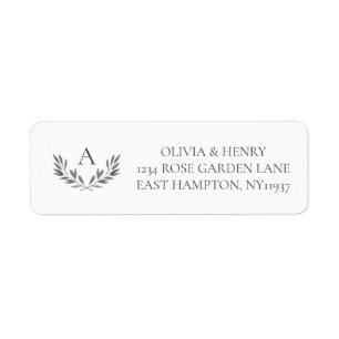 Olivia Elegant Simple Grått Monogram Returadress Etikett