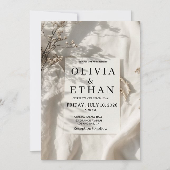 Olivia & Ethans Bröllopsinbjudan Inbjudningar (Framsida)