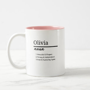 Olivia, Girl Personlig Namn Definition Två-Tonad Mugg