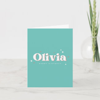 Olivia Grattis på födelsedagen | Ljus turkos Kort