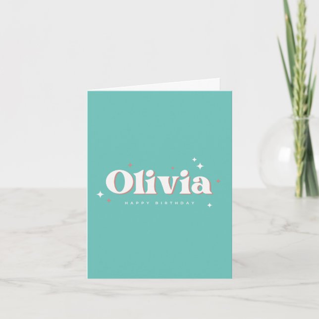 Olivia Grattis på födelsedagen | Ljus turkos Kort (Framsida)