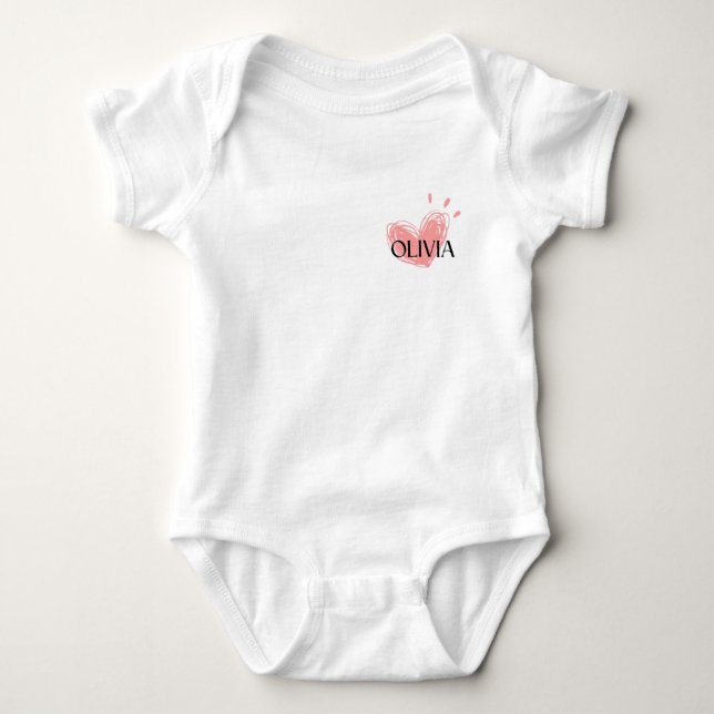 Olivia Heart Baby Bodykostym T Shirt (Framsida)