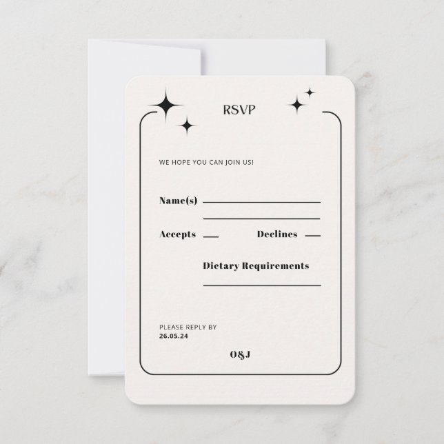 OLIVIA Modern Ivory Celestial OSA Responcard (Framsida)