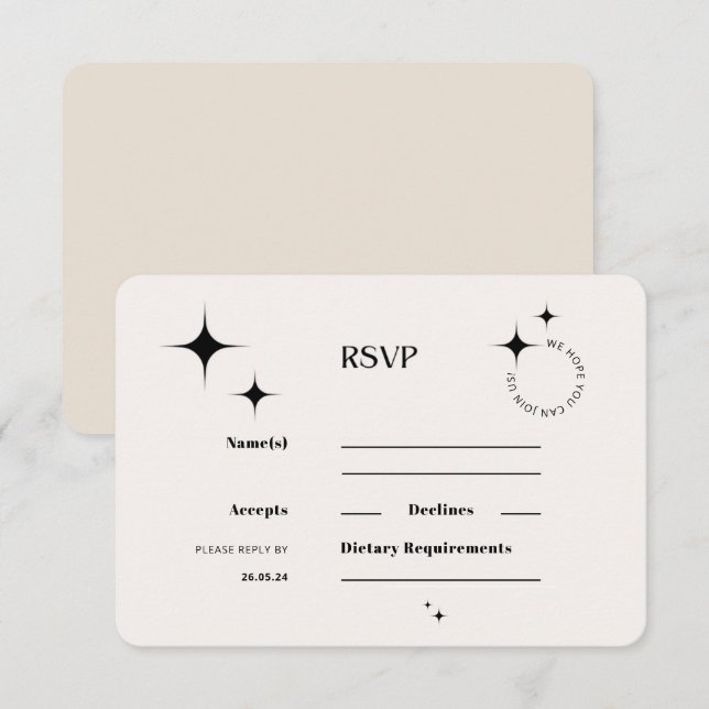 OLIVIA Modern Ivory Celestial OSA Responcard Kort (Fram/baksida)