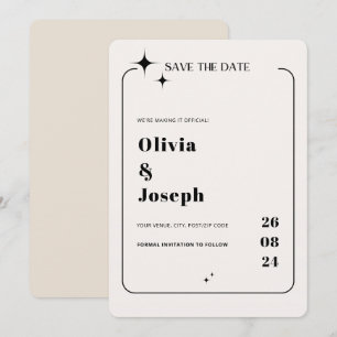 OLIVIA Modern Ivory Celestial Spara datumkortet Inbjudningar