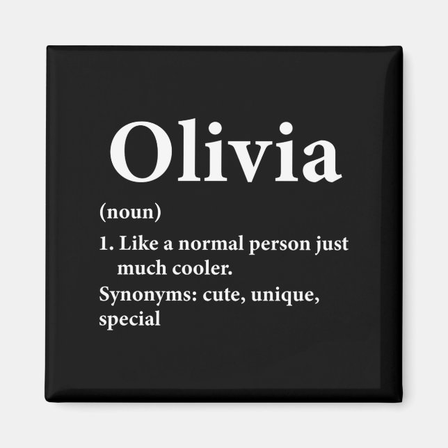 Olivia Namn Definition Rollig D  Magnet (Framsidan)
