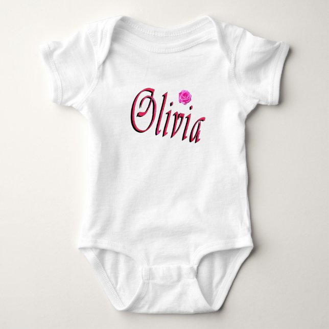 Olivia Namn Logotyp, Baby Kroppsstrumpa T Shirt (Framsida)