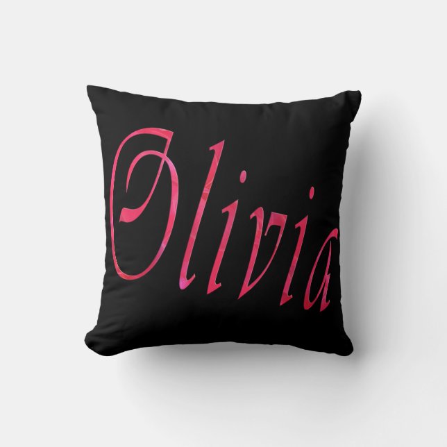 Olivia, Namn, Logotyp, Black Throw Cushion. Kudde (Framsida)