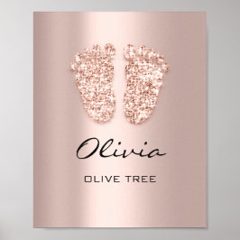 Olivia Namn Meaning Nyfödd bebis Feet Ro Gift Poster