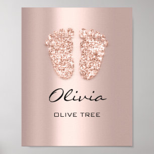 Olivia Namn Meaning Nyfödd bebis Feet Ro Gift Poster