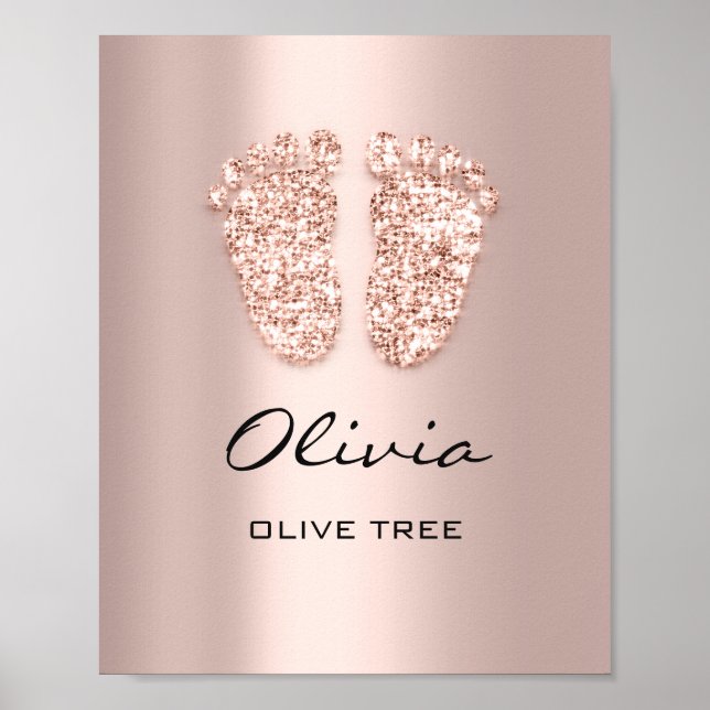 Olivia Namn Meaning Nyfödd bebis Feet Ro Gift Poster (Framsidan)