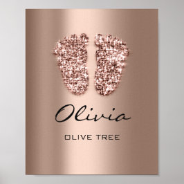 Olivia Namn Meaning Nyfödd bebis Feet Ro Guld Poster