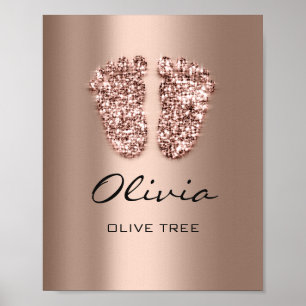 Olivia Namn Meaning Nyfödd bebis Feet Ro Guld Poster