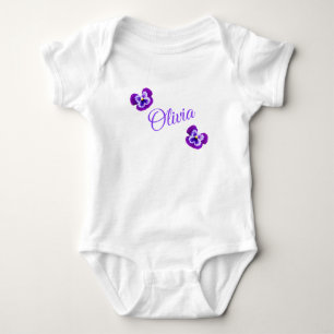 Olivia, Namn, Med Lila Stora Viol, Baby Kroppsstäl T Shirt