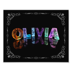 Olivia - Namn Olivia i 3D Ljus (fotografi) Fototryck
