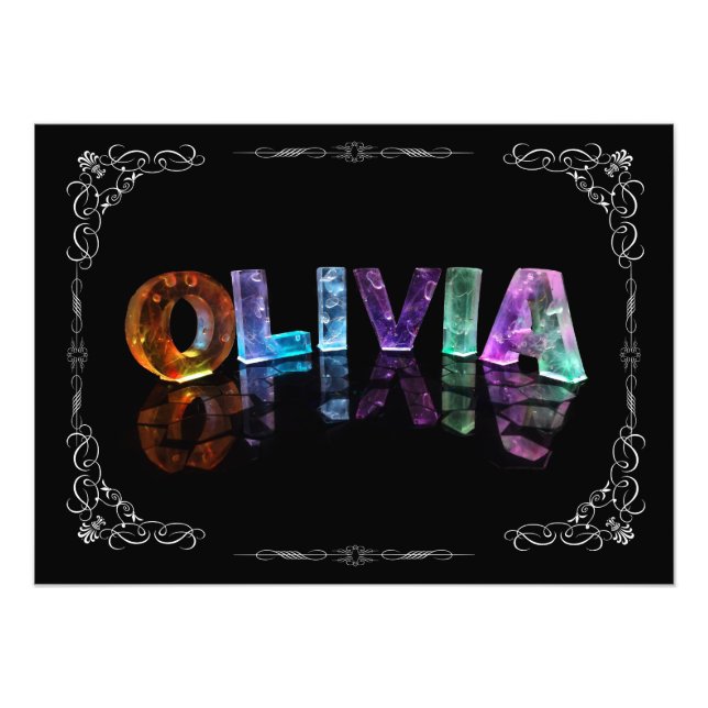 Olivia - Namn Olivia i 3D Ljus (fotografi) Fototryck (Framsidan)
