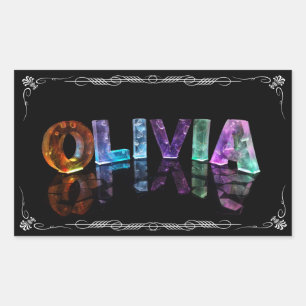 Olivia - Namn Olivia i 3D Ljus (fotografi) Rektangulärt Klistermärke