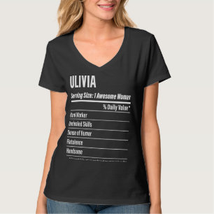 Olivia Nutritional Facts som betjänar Storleka kal T Shirt