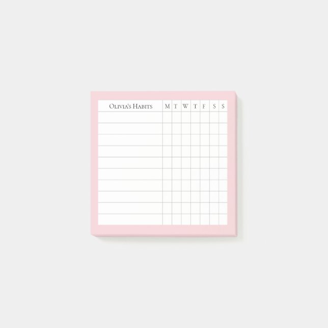 Olivia Personlig Habit Tracker in  Post-it Block (Framsida)