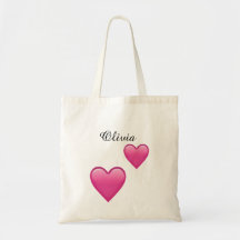Olivia Personlig Totebag med Hjärtan Emoji
