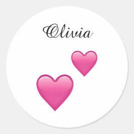 Olivia Personliga Emoji Hjärtan Runda Klistermärke