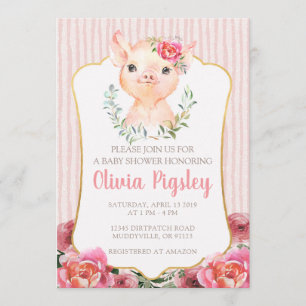 Olivia Pigsley Baby Shower-inbjudan Inbjudningar