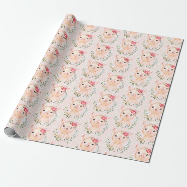 Olivia Pigsley  Rosa Wrapping Papper Presentpapper (Utrullad)