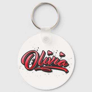 Olivia red Heart Graffiti Schlüsselanhänger Nyckelring