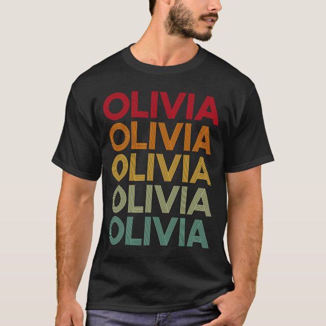 Olivia Retro Namn Humor Nickname T Shirt (Framsida)