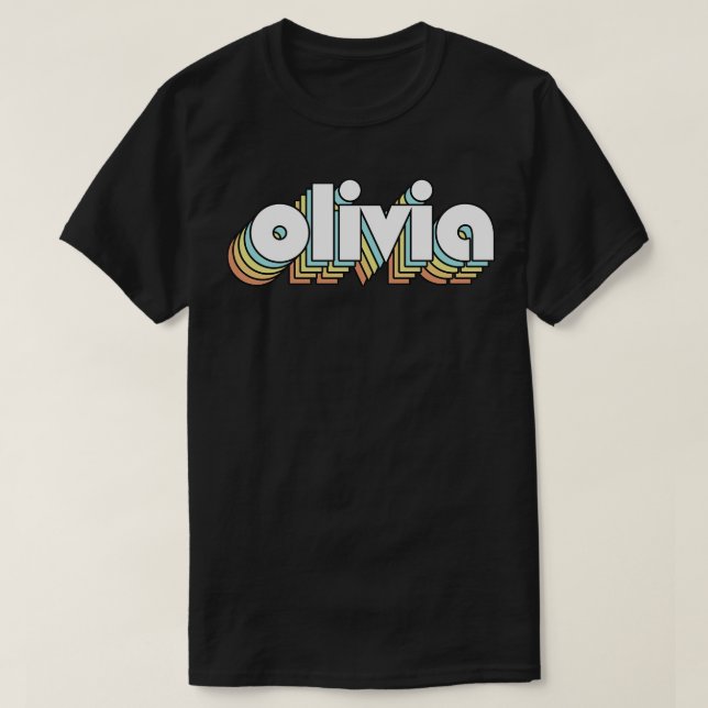 Olivia Retro Regbow Typography Faded Stil T Shirt (Design framsida)
