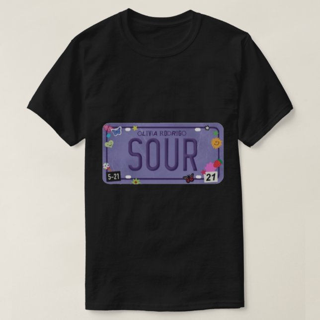 OLIVIA RODRIGO SOUR LICENSE PLATE Sticker T Shirt (Design framsida)