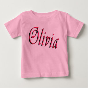 Olivia, Rosa Cursive Namn Logotyp, Baby T-shirt