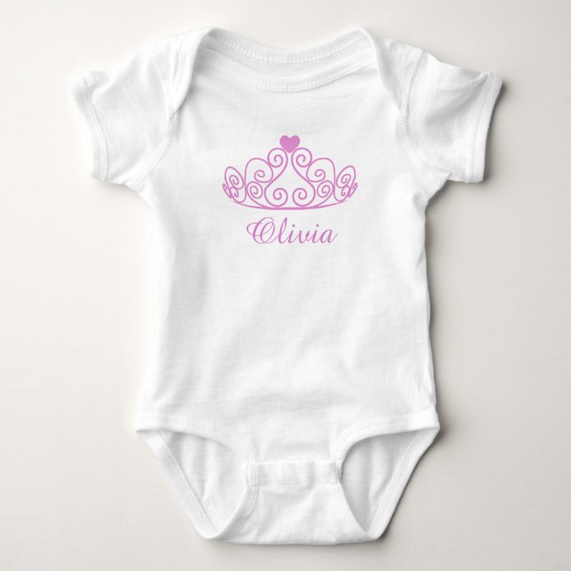 Olivia, Rosa Princess Baby Tee, Add Baby Namn Tee (Framsida)
