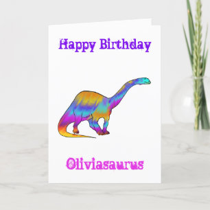 Olivia saurus Färgrik Brontosaurus Dinosaurie Kons Helgkort