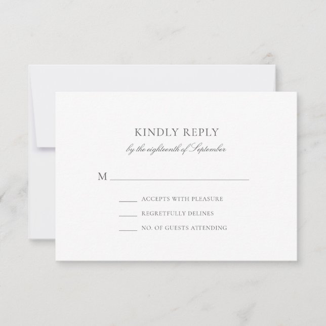 Olivia Simple Grått Minimalist Bröllop OSA Card (Framsida)