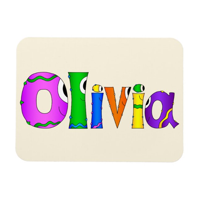 ’Olivia’ Tecknade figurer Namn Magnet (Horisontell)