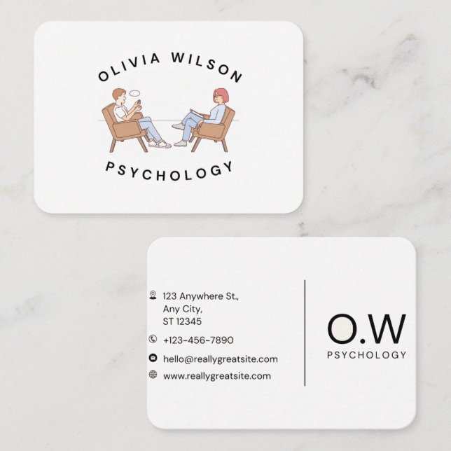 Olivia Wilson Psychology Appointment Card Tidsbeställning Kort (Fram/baksida)