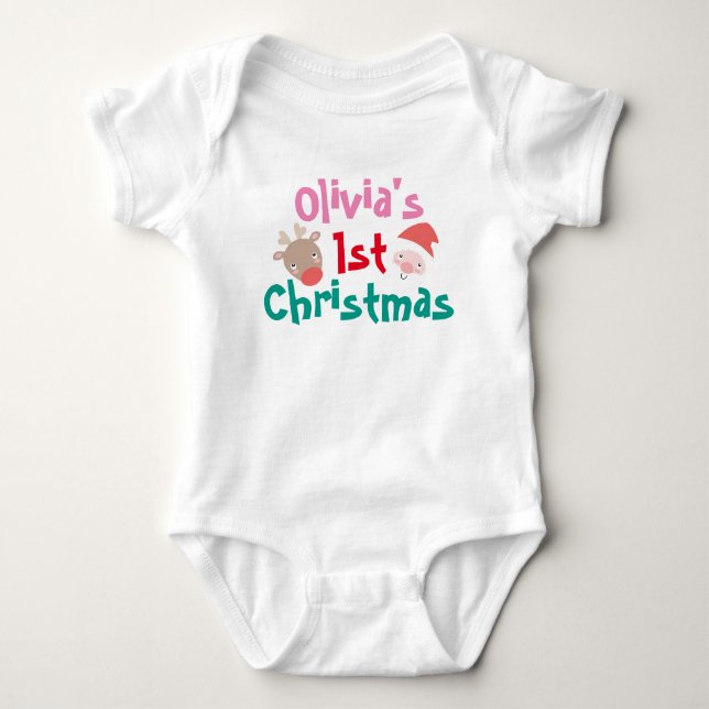 Olivias första Romper för julbaby T Shirt (Framsida)